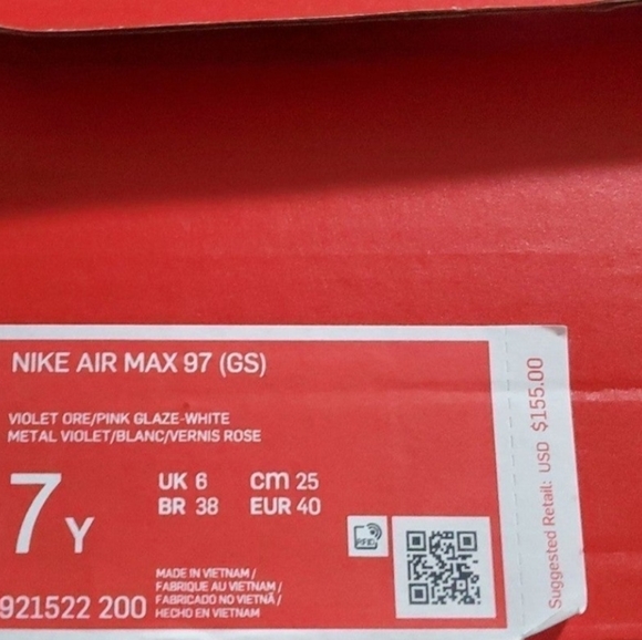 Nike Air Max 97 (GS) Size 7Y Youth or Men (Women'8.5) 25 cm. Violet ore , pink g - Picture 6 of 12